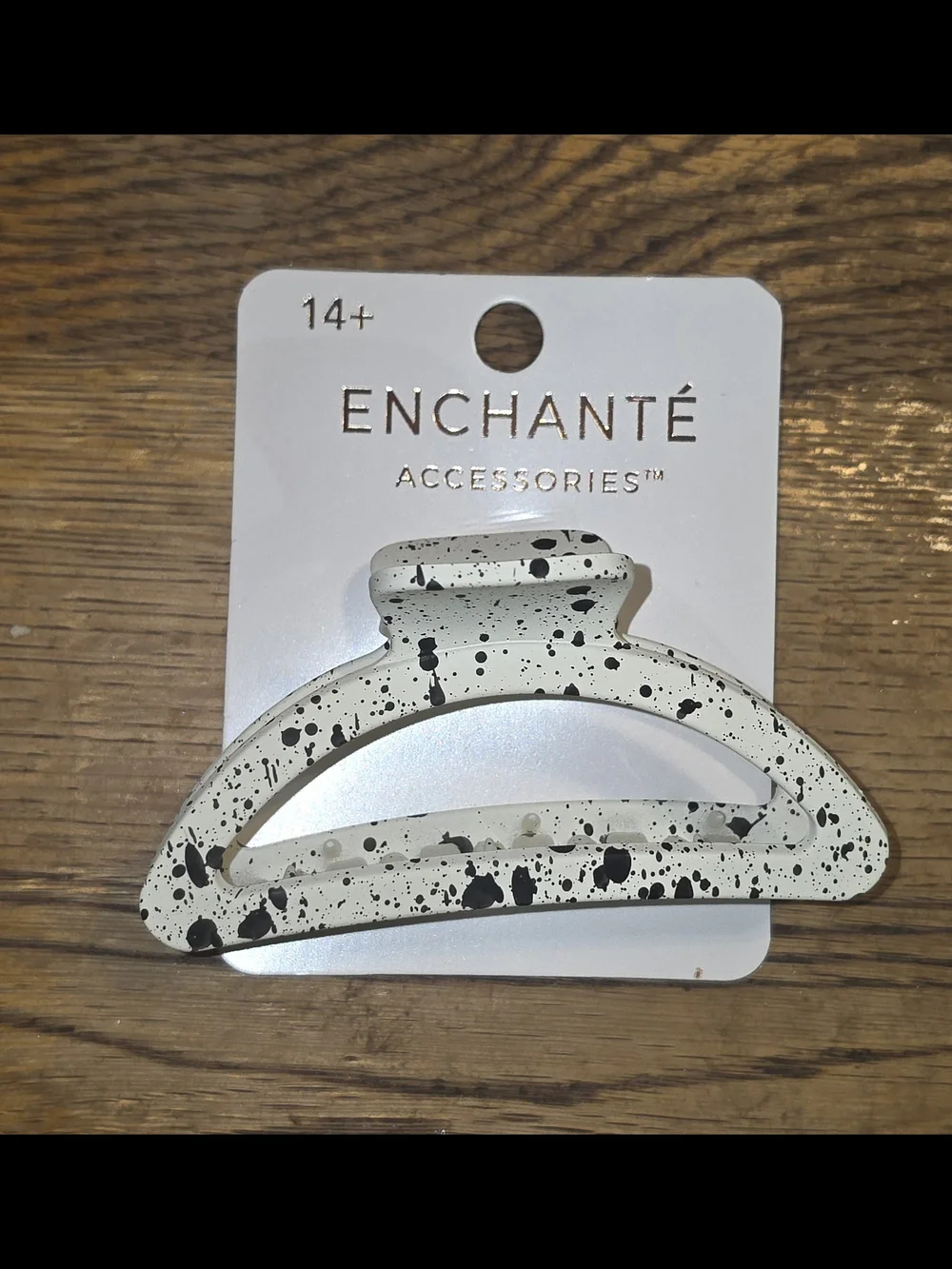 Enchanté Speckled White & Black Hair Claw Clip BNIB